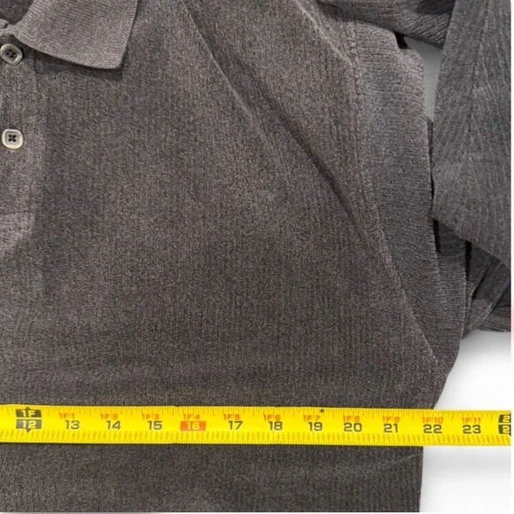 VTG Men's Gray Velvet-Like Ribbed Polo Shirt Size Large - Picture 4 of 5